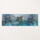 Tapis De Yoga Magique Tortue de mer Glittery Bleu (Devant (Horizontal))