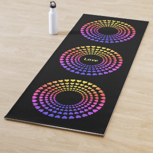 Tapis De Yoga Magnifique Mandala de cœur multicolore sur fond no