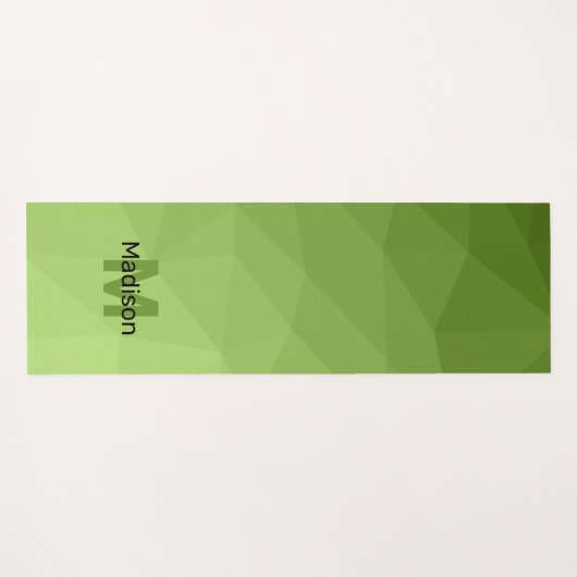 Tapis De Yoga Maillon géométrique vert vert ombre Monogramme (Dos (Horizontal))