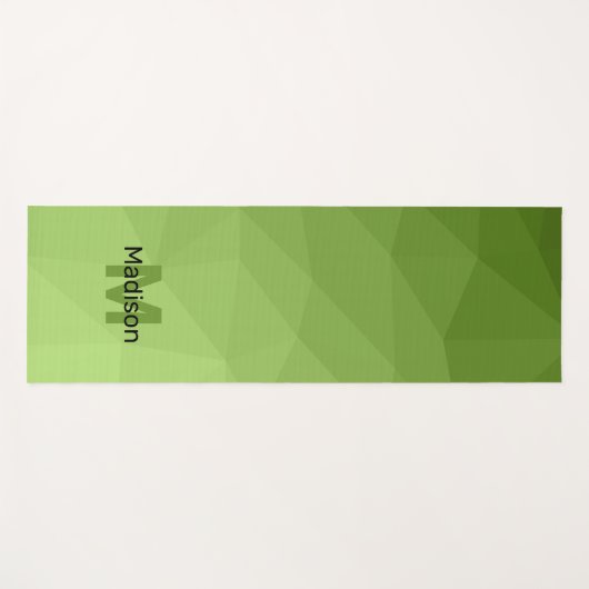 Tapis De Yoga Maillon géométrique vert vert ombre Monogramme (Devant (Horizontal))