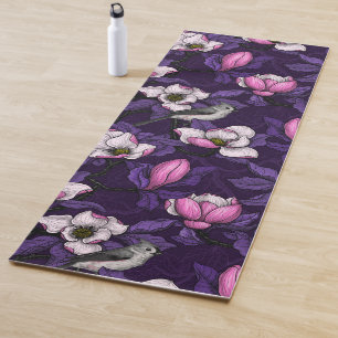Tapis De Yoga Maillot de yoga de magnolia en fleurs et de tisour