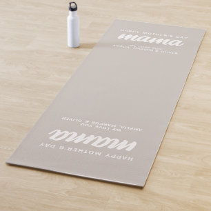 Tapis De Yoga Mama Beige moderne Noms des enfants Fête des mères