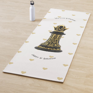 Tapis De Yoga MAMAN Reine de ma vie, Écriture Dorée Échecs Noirs