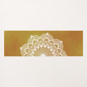Tapis De Yoga Mandala blanc sur fond doré (Dos (Horizontal))