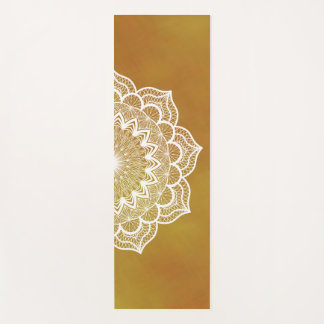 Tapis De Yoga Mandala blanc sur fond doré