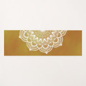 Tapis De Yoga Mandala blanc sur fond doré (Devant (Horizontal))