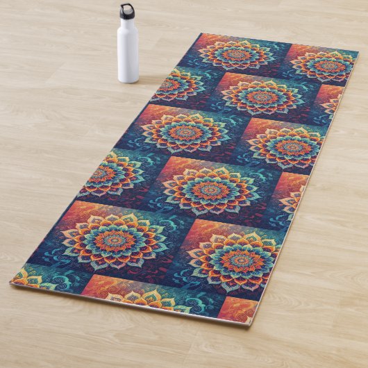 Tapis De Yoga Mandala Bleu  (En situation)