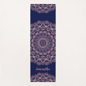 Tapis De Yoga Mandala bleu marine et Rose (Devant)