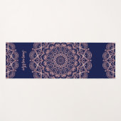 Tapis De Yoga Mandala bleu marine et Rose (Devant (Horizontal))