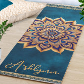 Tapis De Yoga Mandala bleu & or personnalisé Yogi à double face