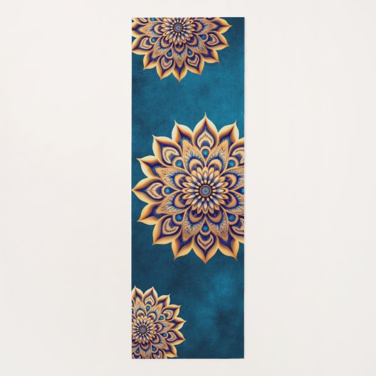 Tapis De Yoga Mandala bleu & or personnalisé Yogi à double face (Dos)