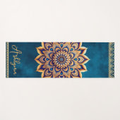 Tapis De Yoga Mandala bleu & or personnalisé Yogi à double face (Devant (Horizontal))