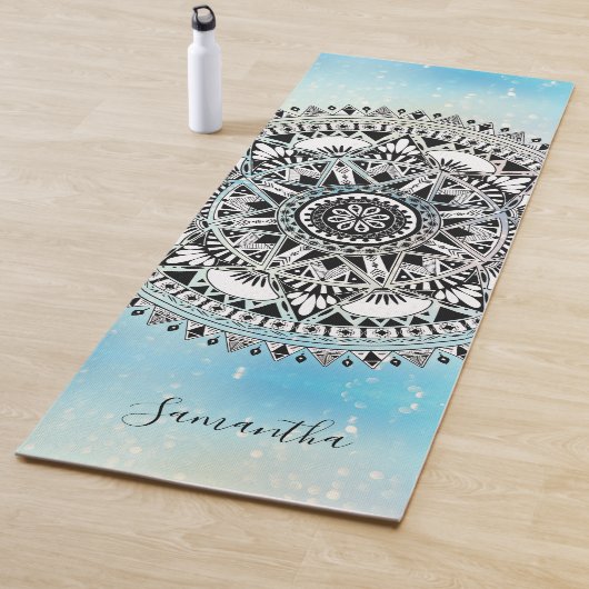 Tapis De Yoga Mandala Blue Personnalisé (En situation)