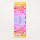 Tapis De Yoga Mandala Coucher de soleil Monogramme Aquarelles Yo (Devant)