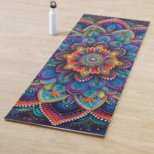 Tapis De Yoga Mandala de yoga méditatif psychédélique vibrant