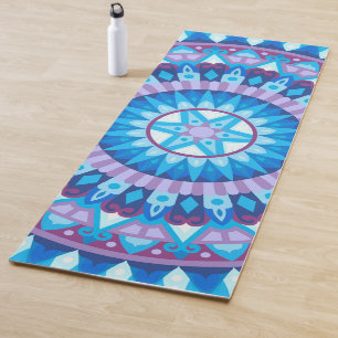 Tapis De Yoga Mandala d'hiver Flocon de neige bleu Calme Fitness