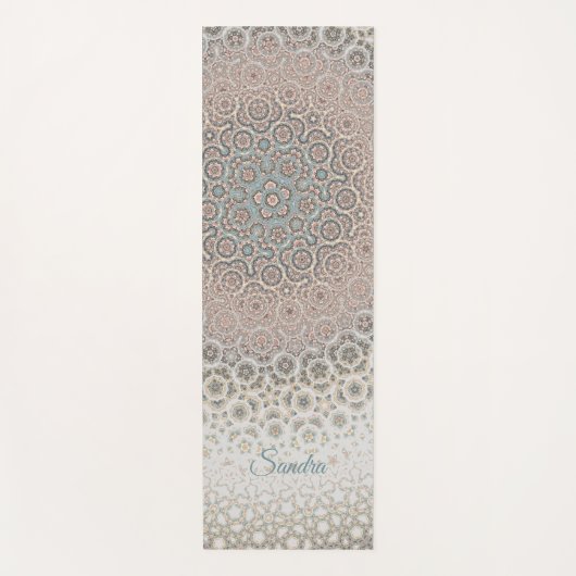 Tapis De Yoga Mandala d'or rose motif personnalisé turquoise (Devant)