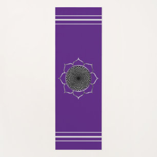 Tapis De Yoga Mandala et lotus du chakra couronne sur pourpre ro