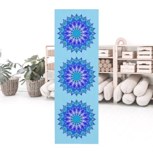Tapis de Yoga Mandala Fleur Azur