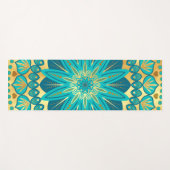 Tapis De Yoga Mandala Fleur Bleu Or (Devant (Horizontal))