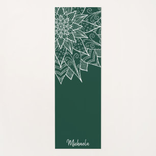 Tapis de yoga mandala floral élégant vert