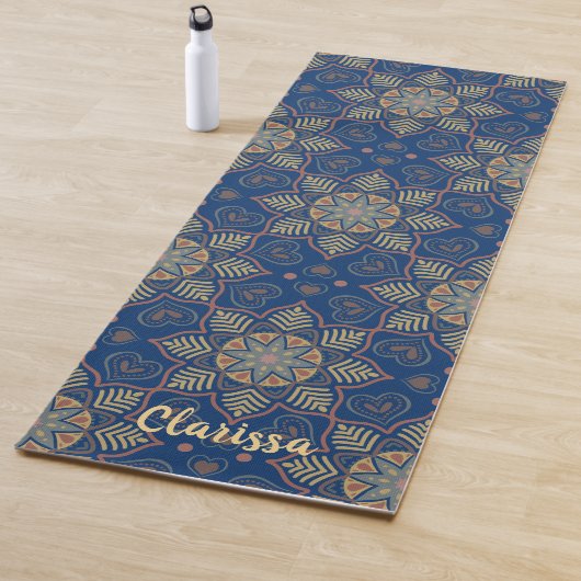 Tapis De Yoga Mandala Flower Circle Motif Marine Arrière - plan (En situation)
