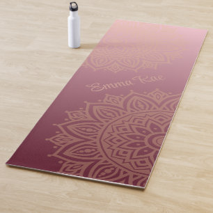 Tapis De Yoga Mandala Gradient Maroon rose