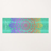 Tapis De Yoga Mandala Green avec nom Yoga Mat (Devant (Horizontal))
