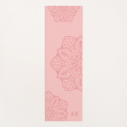 Tapis De Yoga Mandala Moderne Décoratif Rose Fardé Avec Initiale (Devant)