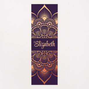 Tapis De Yoga Mandala moderne violet foncé Nom personnalisé Yoga