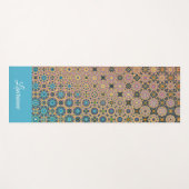 Tapis De Yoga Mandala motif personnalisé turquoise et or (Devant (Horizontal))
