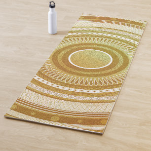 Tapis De Yoga Mandala or et paillettes