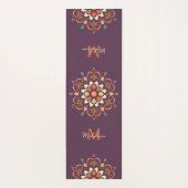 Tapis De Yoga Mandala Orange Plum Turquoise Nom élégant Monogram (Dos)