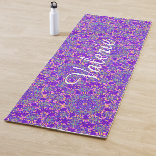 Tapis De Yoga Mandala pourpre personnalisé de rose et de