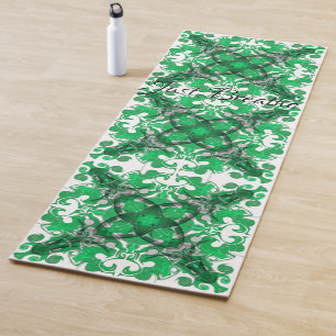 Tapis De Yoga Mandala psychédélique papillon vert abstrait tourb