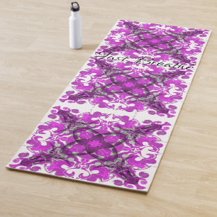 Tapis De Yoga mandala rose Abstrait, papillon psychédélique,