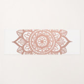 Tapis De Yoga Mandala Rose Gold aux fleurs roses (Devant (Horizontal))