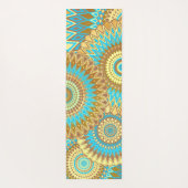 Tapis De Yoga Mandala superposé bleu marron or (Dos)