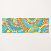 Tapis De Yoga Mandala superposé bleu marron or (Devant (Horizontal))