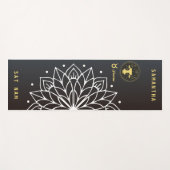 Tapis De Yoga Mandala Typographie simple (noir et blanc) Taurus (Devant (Horizontal))