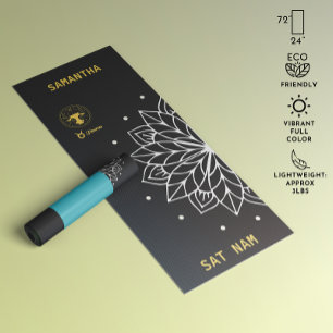 Tapis De Yoga Mandala Typographie simple (noir et blanc) Taurus