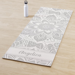 Tapis De Yoga Mandala Yoga Mat Gris et Blanc avec votre propre n