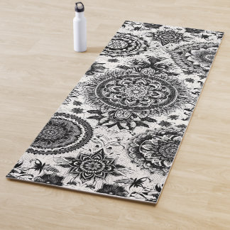 Tapis De Yoga Mandalas en noir et blanc