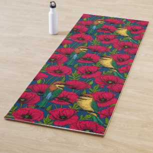 Tapis De Yoga Mangeurs d'abeilles et pavots