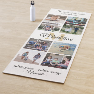 Tapis De Yoga Manogramme personnalisé recto verso blanc et or ph
