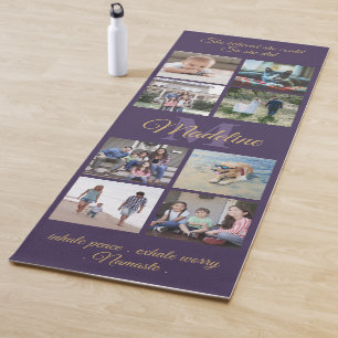 Tapis De Yoga Mantra Personnalisé 2 Côté Purple & Or Monogramme
