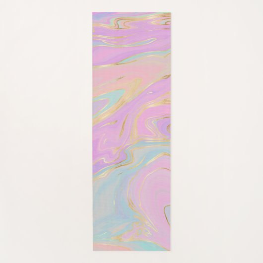 Tapis De Yoga Marbre arc-en-ciel en or rose (Devant)