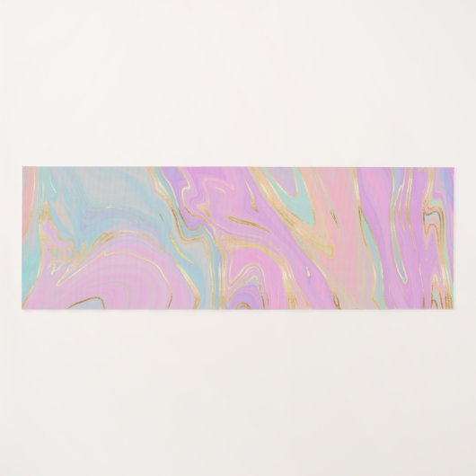 Tapis De Yoga Marbre arc-en-ciel en or rose (Devant (Horizontal))