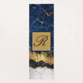 Tapis De Yoga Marbre blanc Marine Blue Gold Agate Monogramme (Dos)