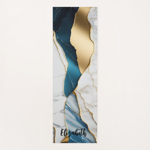 Tapis De Yoga Marbre de pierre de turquoise blanche Cool or